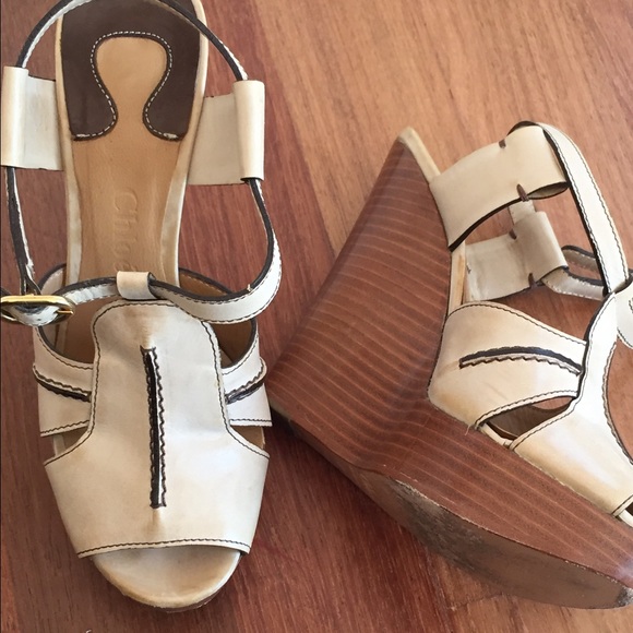Chloe Saturnia calf beige wedges - Picture 4 of 4