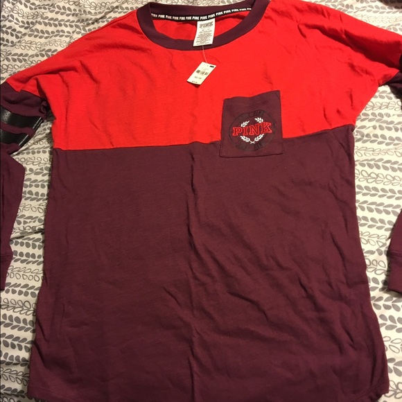 TRADING VS Pink Varsity Color Block Crew