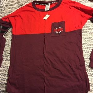 TRADING VS Pink Varsity Color Block Crew