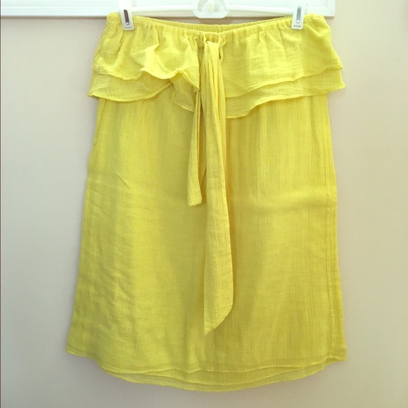 Crew strapless coverup. Lime green/yellow.