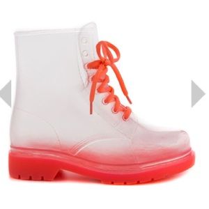 Clear Rain Boot with pink lining