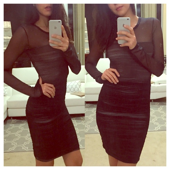 BCBGMaxAzria Dresses & Skirts - BCBG beautiful  black mesh BodyCon dress