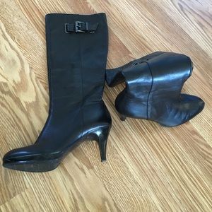 Black leather zip boot