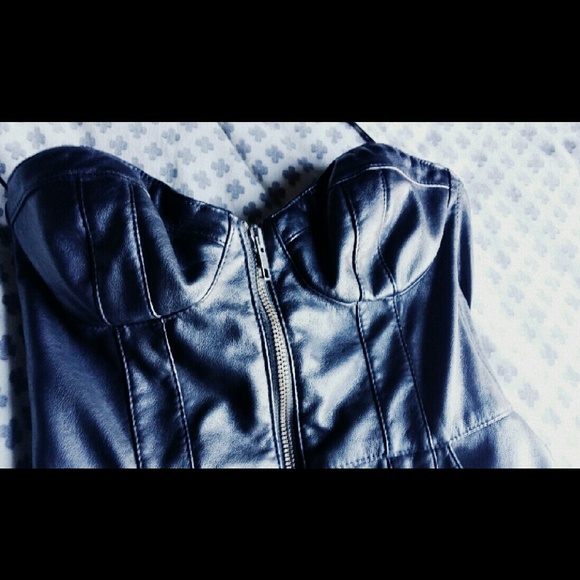 Strapless Black Faux Leather Dress -H&M size 0
