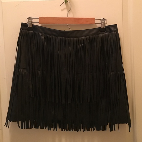 1. State Leather Fringe Mini Skirt