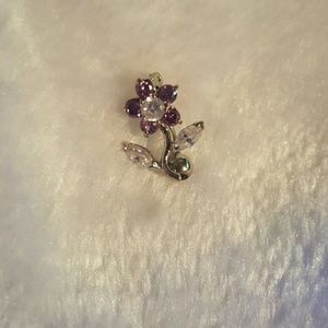 Adorable Purple Flower topdangle belly button ring