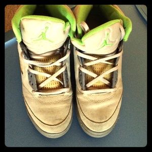 Green and grey Jordans