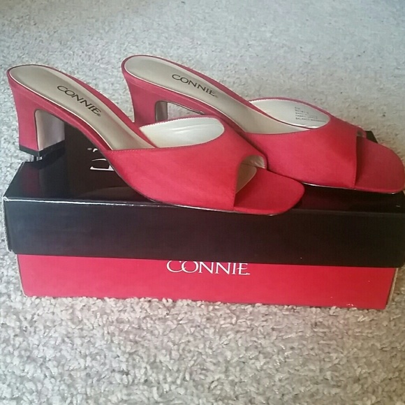 New Connie Red Open Toe Slide Shoes Size 8