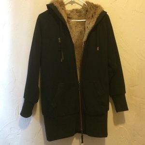 Reversible rabbit-lined hoodie