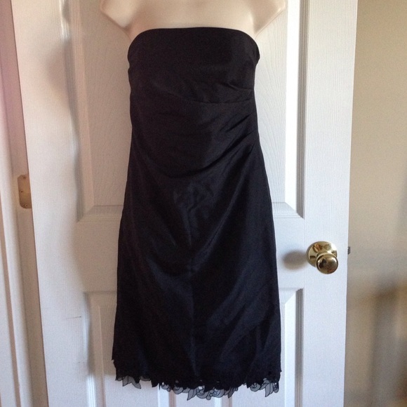 Kay Unger black silk strapless dress, 8