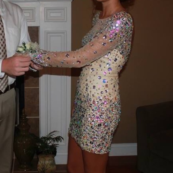 Black by Blush C128 Sheer Beaded Dress - Picture 2 of 3