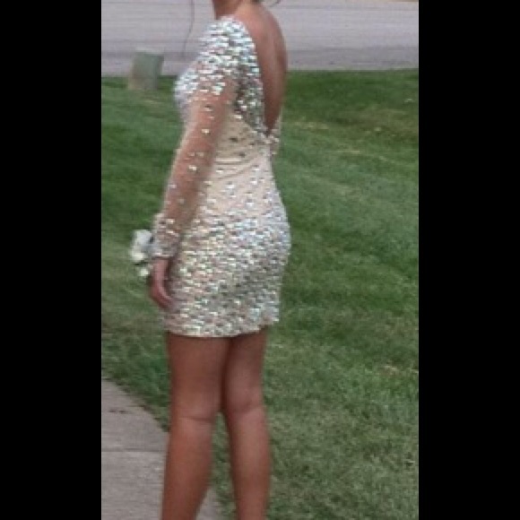 Black by Blush C128 Sheer Beaded Dress - Picture 3 of 3