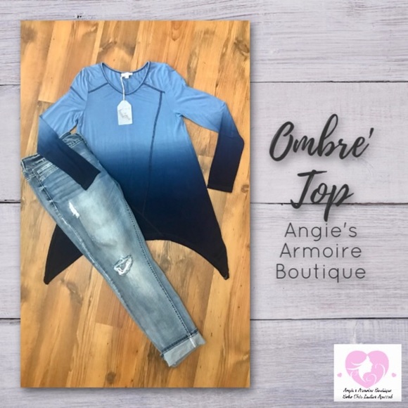 Ombré Shark-bite Hem Top - Picture 2 of 2