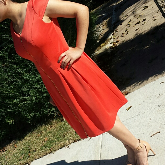 Orange Miti Dress with Gold zipper 5" sleeves