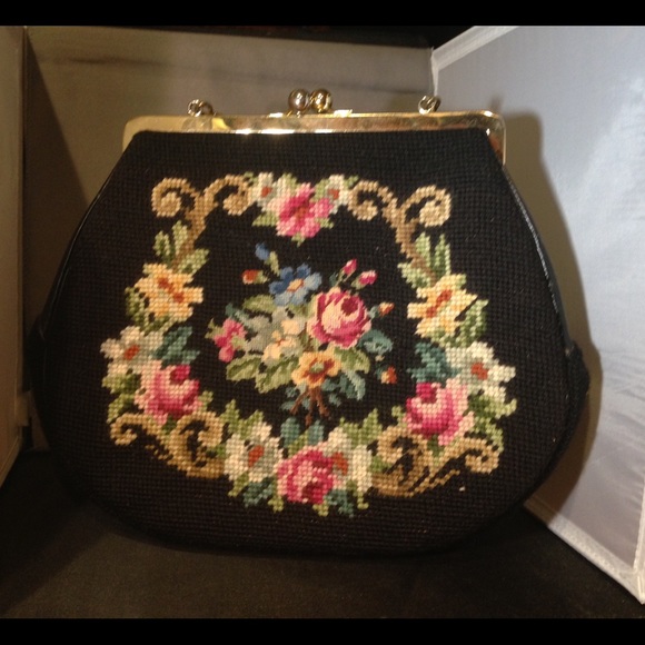 Vintage Floral embroidered tapestry bag Large - Picture 1 of 2