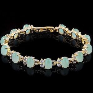 18K Gold plated Malaysia Jade & Crystal Bracelet‼️