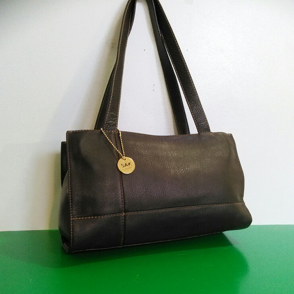 THE SAK~Soft Dark Brown Leather Small Shoulderbag