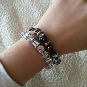 2 set silver finished gem bracelets. Never worn.