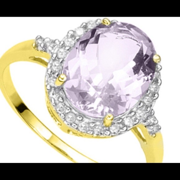 Light Pink Mauve Amethyst 925 Sterling(gold)Ring‼️