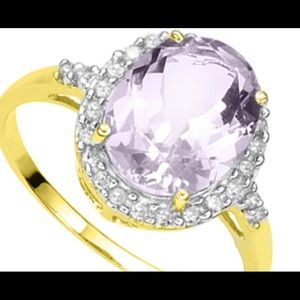 Light Pink Mauve Amethyst 925 Sterling(gold)Ring‼️