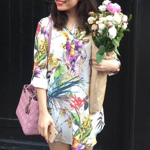 Floral shirt dress