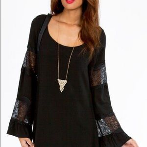 TOBI Black Dress With Lace Sleeves