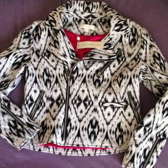 Erin Fetherston Eva Ikat Moto Jacket Boho Biker - Picture 4 of 4