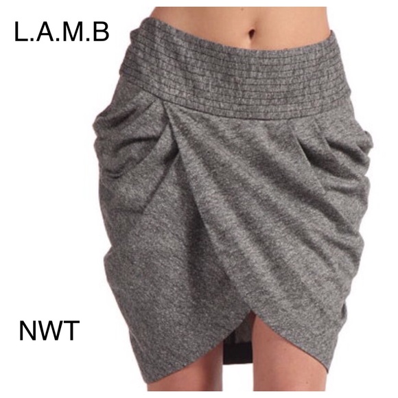 L.A.M.B. Dresses & Skirts - ✂️Sale✂️L.A.M.B. Tweed black Grey draped skirt
