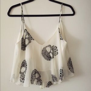 White skull chiffon top!