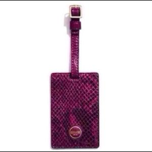 Coach Raspberry Snakeskin Luggage Tag