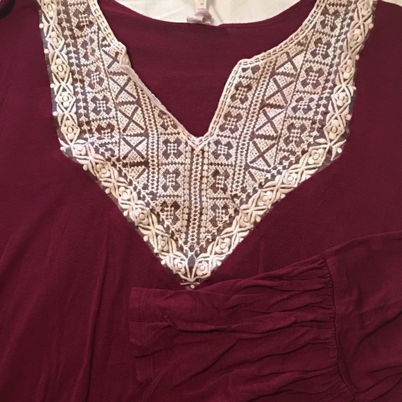 Maroon & Cream Lace Tunic