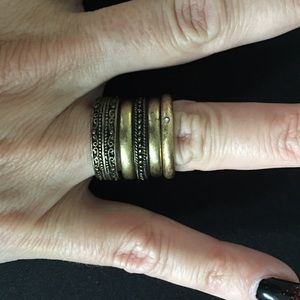 Antique gold costume stackable rings
