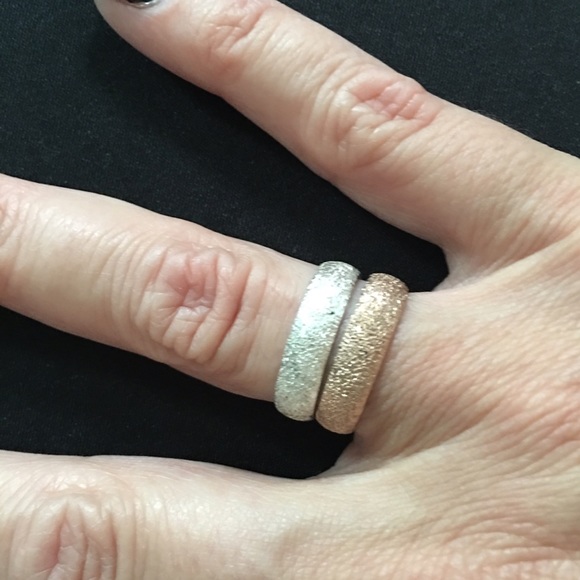Etched sterling silver rings