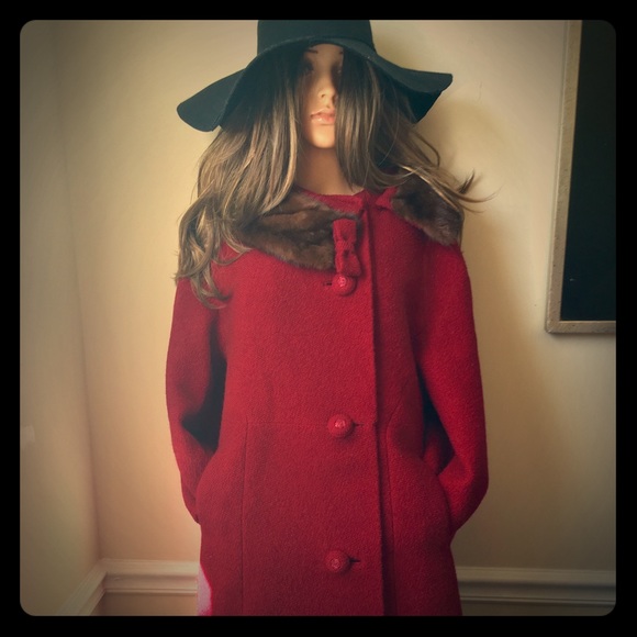 Vintage Wool and Fur Collar Coat