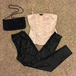 Black pleather leggings