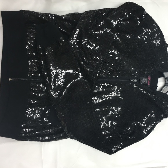 G-Lish black sequin zip up sweater