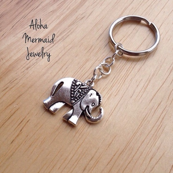 silver elephant keychain