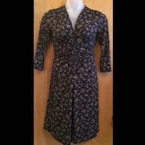 Liz Claiborne black & gray fit & flare dress 6
