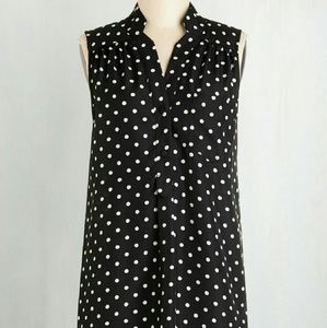 Modcloth Girl About Scranton Polka Dot Tunic Blous
