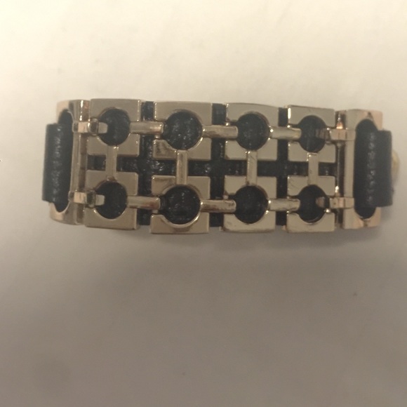 Leatherette gold tone bracelet