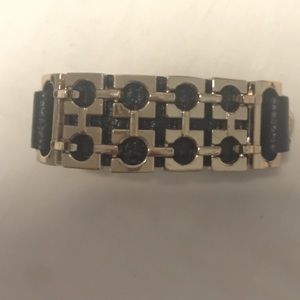 Leatherette gold tone bracelet