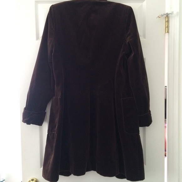 🚫SOLD: Chocolate Velvet Peacoat 🚫 - Picture 2 of 4