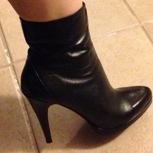Black leather ankle boots