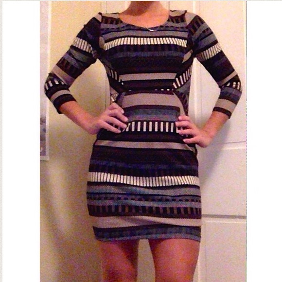 3/4 Sleeve Patterned Dress