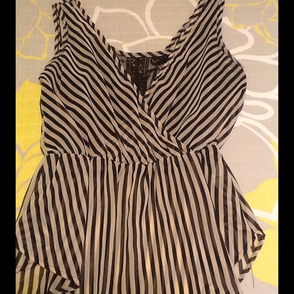 Black and Cream Sheer Top