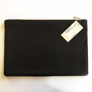 American Apparel Black Leather Zip Clutch Bag