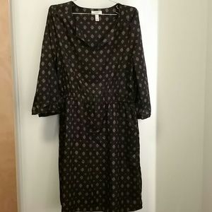 Lands End 3/4 sleeve geometric print dress 10