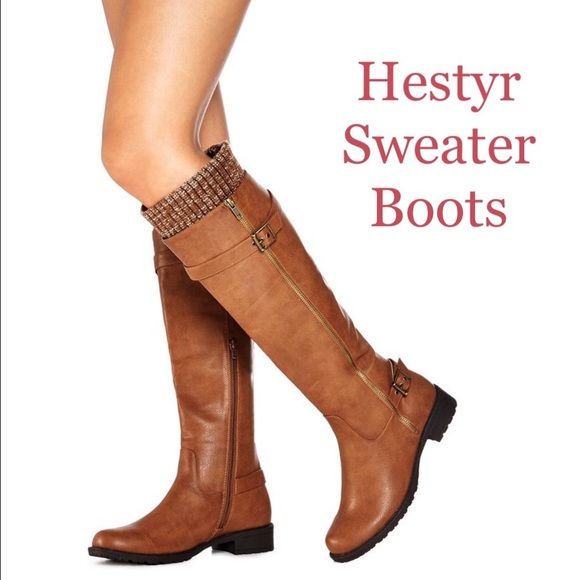 New Beautiful Cognac Hestyr Sweater Boots