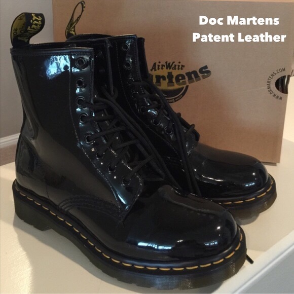 Black patent leather doc marten boots