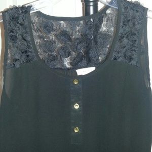 Black lace top with gold buttons